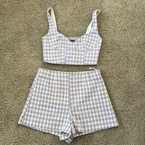 Zara gingham cropped top and short Lilac